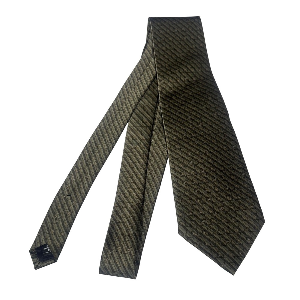 Vintage Bugatti Mens 100% Imported Silk Tie Color‎ Natte Green NWT